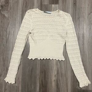 Cream Long Sleeve Knit Top